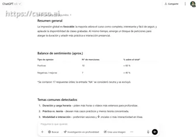 Docentes: Resumir feedback